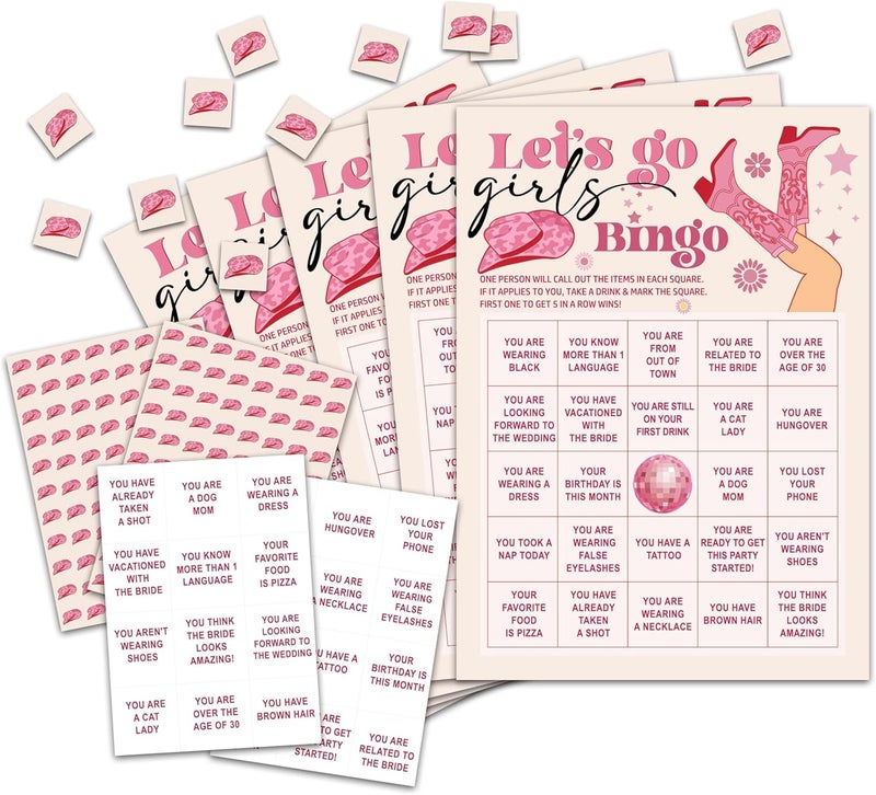 OZTEMETY Bachelorette Party Bingo Game, Nash Bash Let's Go, 24 Players, Adults, 5"x7" Cards, Reusable Set - Image 1